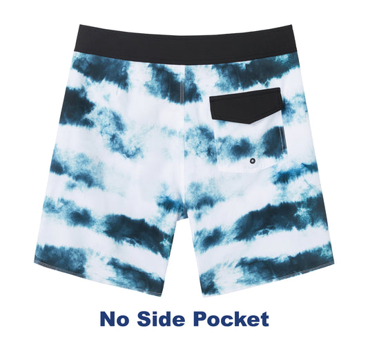 Traje de Baño Hombre estilo Boardshort - Diseño Tie Dye - Color Blanco y Azul