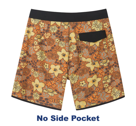 Traje de Baño Hombre estilo Boardshort - Diseño Hojas Vintage - Color Amarillo