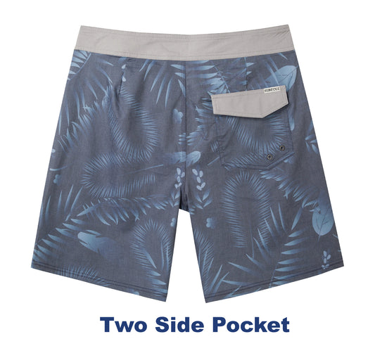 Traje de Baño Hombre estilo Boardshort - Diseño Flores Tropicales - Color Azul