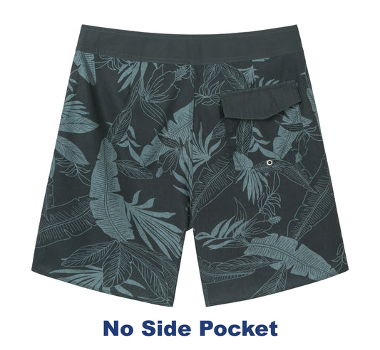 Traje de Baño Hombre estilo Boardshort - Diseño Hojas tropicales - Color Verde oscuro