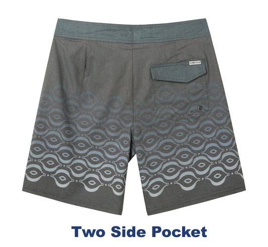 Traje de Baño Hombre estilo Boardshort - Diseño Geométrico - Color Gris Oscuro